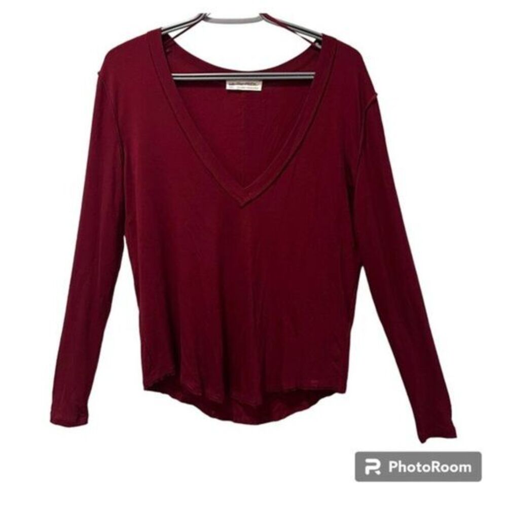 NWOT Free People We The Free oversized small merlot red coloured long sleeve top